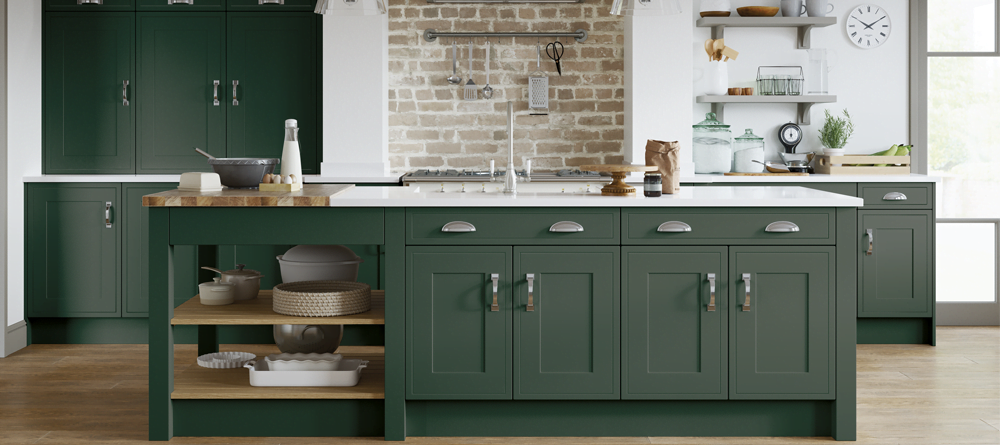 kitchen makeover with green rathlin shaker replacement kitchen doors