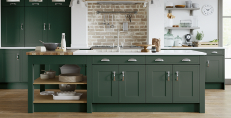 kitchen makeover with green rathlin shaker replacement kitchen doors